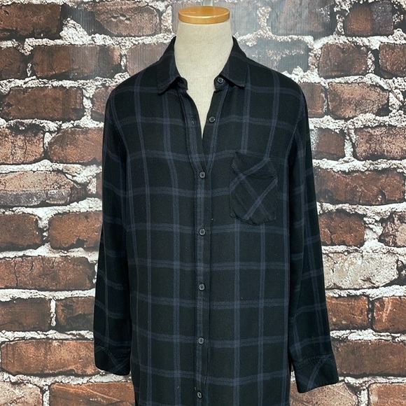 Rails Dress Women's Small Black Purple Plaid Long Sleeve Button Down Shirt - Picture 7 of 16